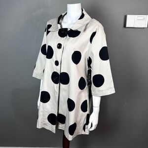 Talie jacket large NWT trench spring cotton polka dot lightweight neutrals